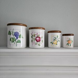 Vintage Himark Country Kitchen Fruit Canister Set Of 4